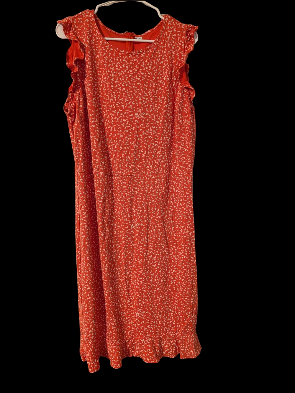 Old Navy Coral Red Floral Trim Dress